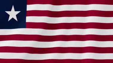 Liberya Sallanan Bayrağı. Gerçekçi Bayrak Animasyonu. Kusursuz Döngü Arkaplanı.