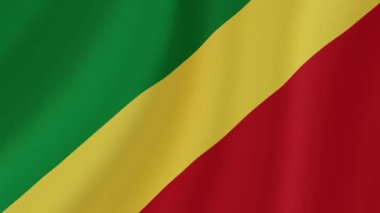 Kongo Cumhuriyeti Sallanan Bayrak. Gerçekçi Bayrak Animasyonu. Kusursuz Döngü Arkaplanı.