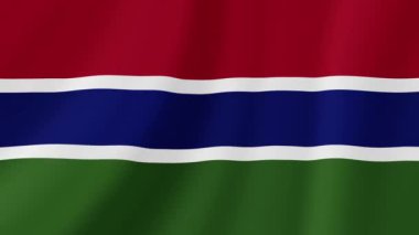 Gambiya Sallanan Bayrağı. Gerçekçi Bayrak Animasyonu. Kusursuz Döngü Arkaplanı.
