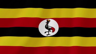 Uganda Dalgalanan Bayrak. Gerçekçi Bayrak Animasyonu. Kusursuz Döngü Arkaplanı.