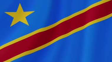 Demokratik Kongo Cumhuriyeti Sallanan Bayrak. Gerçekçi Bayrak Animasyonu. Kusursuz Döngü Arkaplanı.