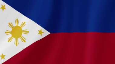 Filipinler bayrağı sallıyor. Gerçekçi Bayrak Animasyonu. Kusursuz Döngü Arkaplanı.