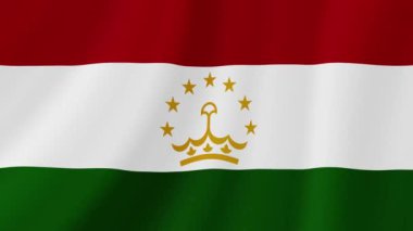 Tacikistan Sallanan Bayrak. Gerçekçi Bayrak Animasyonu. Kusursuz Döngü Arkaplanı.