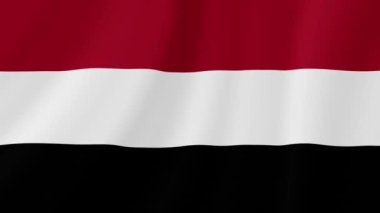 Yemen Bayrak Sallıyor. Gerçekçi Bayrak Animasyonu. Kusursuz Döngü Arkaplanı.