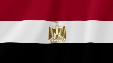 Mısır bayrağı sallıyor. Gerçekçi Bayrak Animasyonu. Kusursuz Döngü Arkaplanı.