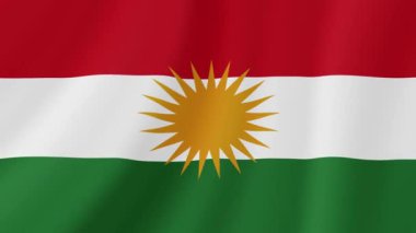 Kürdistan Sallanan Bayrağı. Gerçekçi Bayrak Animasyonu. Kusursuz Döngü Arkaplanı.