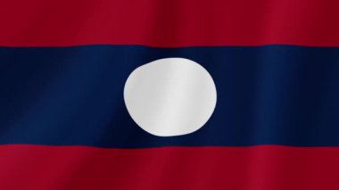 Laos Sallanan Bayrak. Gerçekçi Bayrak Animasyonu. Kusursuz Döngü Arkaplanı.