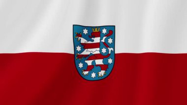 Thüringen Sallanan Bayrak. Gerçekçi Bayrak Animasyonu. Kusursuz Döngü Arkaplanı.