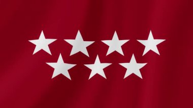 Madrid Topluluğu Sallanan Bayrak. Gerçekçi Bayrak Animasyonu. Kusursuz Döngü Arkaplanı.