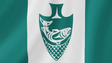 Musqueam Sallanan Bayrak. Gerçekçi Bayrak Animasyonu. Kusursuz Döngü Arkaplanı.