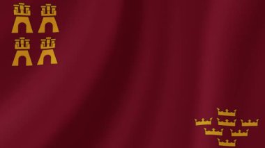 Murcia 'nın Dalgalanan Bayrak Bölgesi. Gerçekçi Bayrak Animasyonu. Kusursuz Döngü Arkaplanı.