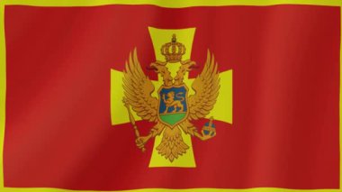 Sırbistan 'daki Karadağlılar Bayrak Sallıyor. Gerçekçi Bayrak Animasyonu. Kusursuz Döngü Arkaplanı.