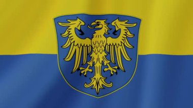 Silezyalılar bayrak sallıyor. Gerçekçi Bayrak Animasyonu. Kusursuz Döngü Arkaplanı.