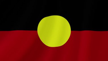 Avustralya Aborjin Dalgalanan Bayrağı. Gerçekçi Bayrak Animasyonu. Kusursuz Döngü Arkaplanı.