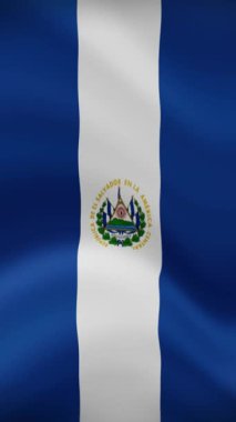 El Salvador Dikey Yönelimde Bayrak Sallıyor. Gerçekçi Bayrak Animasyonu. Kusursuz Döngü Arkaplanı.
