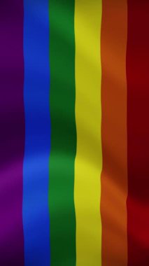 Gökkuşağı LGBT Dalgalanan Bayrak Dikey Oryantasyonda. Gerçekçi Bayrak Animasyonu. Kusursuz Döngü Arkaplanı.