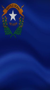 Nevada Eyaleti Dikey Yönelimde Dalgalanan Bayrak. Gerçekçi Bayrak Animasyonu. Kusursuz Döngü Arkaplanı.