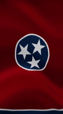 Tennessee Eyaleti Dalgalanan Bayrağı Dikey Oryantasyonda. Gerçekçi Bayrak Animasyonu. Kusursuz Döngü Arkaplanı.