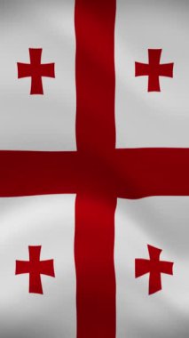 Dikey Oryantasyonda Georgia Bayrağı Dalgalanıyor. Gerçekçi Bayrak Animasyonu. Kusursuz Döngü Arkaplanı.