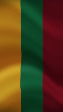 Litvanya Dikey Yönelimde Bayrak Sallıyor. Gerçekçi Bayrak Animasyonu. Kusursuz Döngü Arkaplanı.