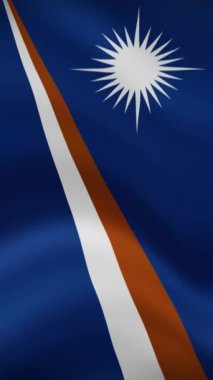 Marshall Adaları dikey yönelimde bayrak sallıyor. Gerçekçi Bayrak Animasyonu. Kusursuz Döngü Arkaplanı.