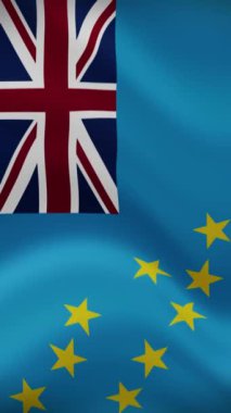Dikey Yönelimde Tuvalu Dalgalanan Bayrak. Gerçekçi Bayrak Animasyonu. Kusursuz Döngü Arkaplanı.