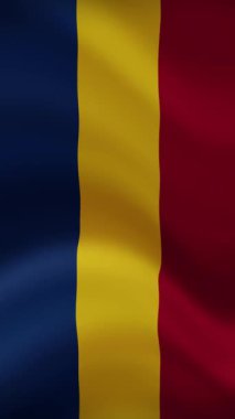Chad Dikey Oryantasyonda Bayrak Sallıyor. Gerçekçi Bayrak Animasyonu. Kusursuz Döngü Arkaplanı.
