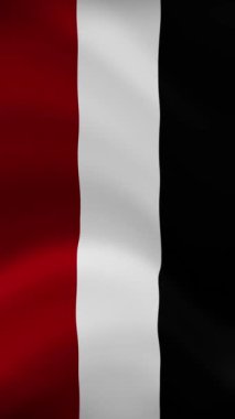 Yemen dikey yönelimde bayrak sallıyor. Gerçekçi Bayrak Animasyonu. Kusursuz Döngü Arkaplanı.
