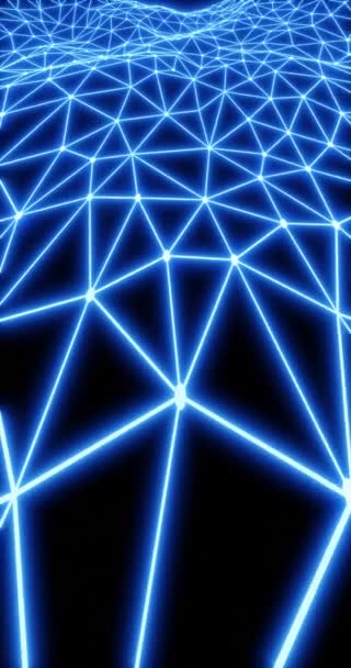Polygonal Network Based Plexus Connected Triangles Three Dimensional Animation Blue — Stockvideo