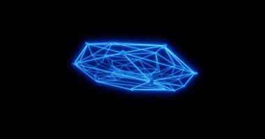 Polygonal structure based on doughnut-shaped triangles also called Torus rotating animation arc shot camera movement abstract background