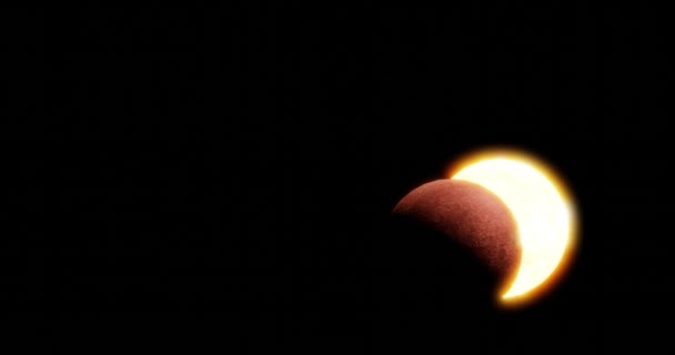 Феномен Часткового Сонячного Затемнення Між Зоряним Сонцем Планетою Земля Місяць — стокове відео
