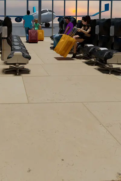 Render Crew Walk Board Carry Bag Walks Waiting Room Single — Stock Photo, Image