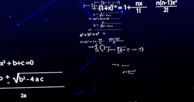 Soyut matematiksel arkaplan denklemleri ve formülleri ile, bir toplamın çember genişletme alanı, binom teoremi, animasyon ile birlikte bir plexus arkaplan matematiği uçuşu
