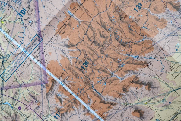 Close up an FAA aviation sectional navigation map showing Salt Lake City airport approach. High quality photo