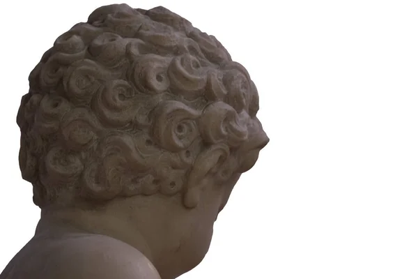 Close Marble Statue Back Head Small Child Cherub Showing Curly — Stock Photo, Image