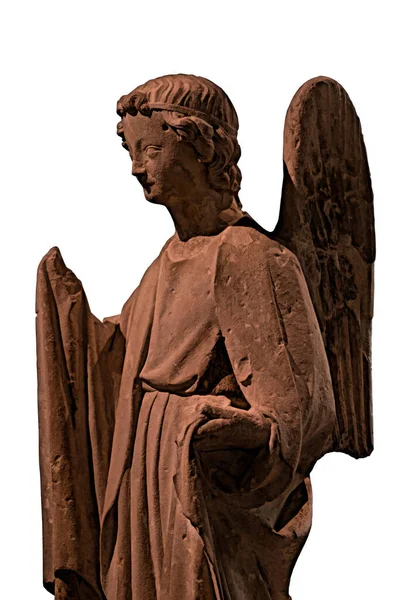 Pierre Médiévale Ailée Sculpture Ange Angel Une Main Manquante Une — Photo
