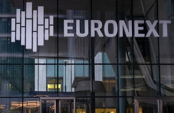 stock image Paris, France May 16, 2023. Exterior shot of Euronext France headquarters in the La Defense area of Paris. Euronext is a Pan-European stock exchange with main offices in Amsterdam. Site of recent