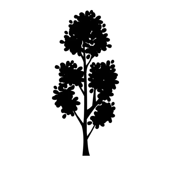 Ağaç Silueti Manzara Veya Çiçek Tasarımları Için Vektör Çizimleri — Stok Vektör
