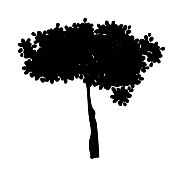 Ağaç Silueti Manzara Veya Çiçek Tasarımları Için Vektör Çizimleri — Stok Vektör