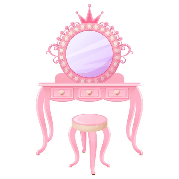 Mesa Silla Maquillaje Vectorial Para Barbie Princesa Casa Elemento Muebles Ilustración de stock