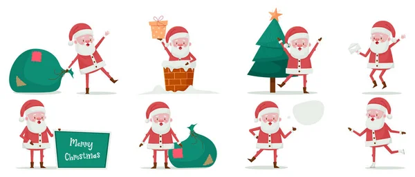 Set Con Diferentes Poses Con Santa Claus Ilustración Vectorial Para Ilustración de stock
