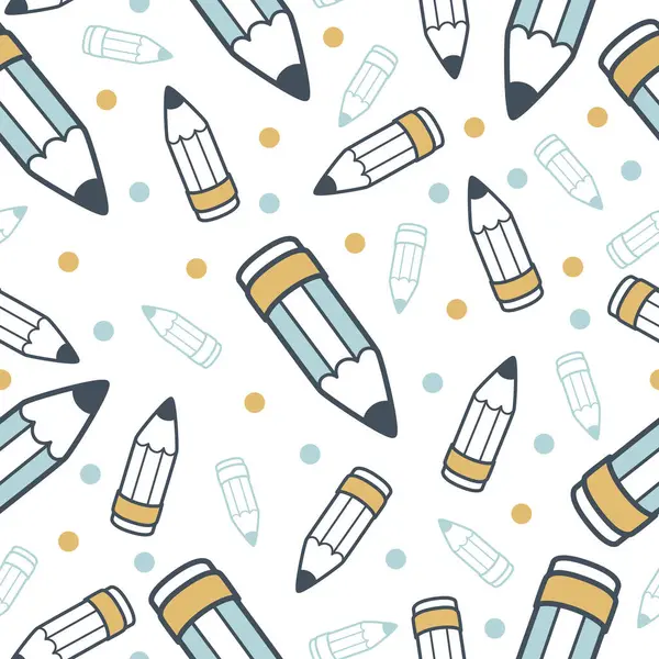 Kalemlerle kusursuz desen. Okula dönelim. Konsept okul eğitiminin izole vektör karalama unsurları.