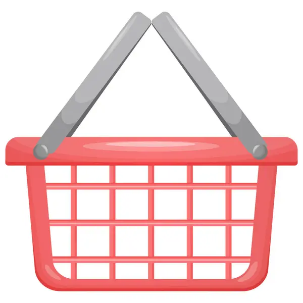 Red Plastic Basket Cartoon Icon Shopping Concept Design Vector Illustration Gráficos vectoriales