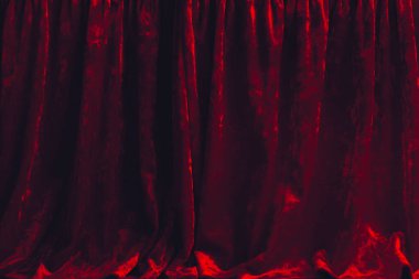 Real velvet cloth stage silk curtain. Curtain for theater, opera, show, stage scenes.