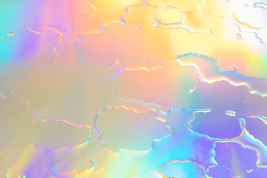 Bulanık çözünmüş, soyut, yanardöner folyo duvar kağıdı dokusu. Holografik yumuşak pastel renk arkaplanı. Moda yaratıcı eğilim. Renkli gökkuşağı gradyan poster, afiş arkaplan. Asgari sıvı alçak akış, tek boynuzlu at estetiği konsepti.
