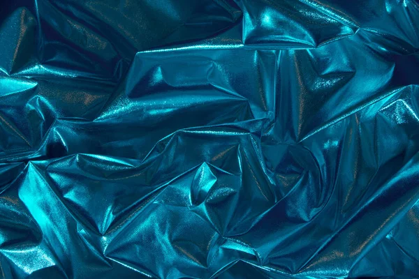 抽象的な青のしわのある箔の背景 最小限のパーティーコンセプト — ストック写真