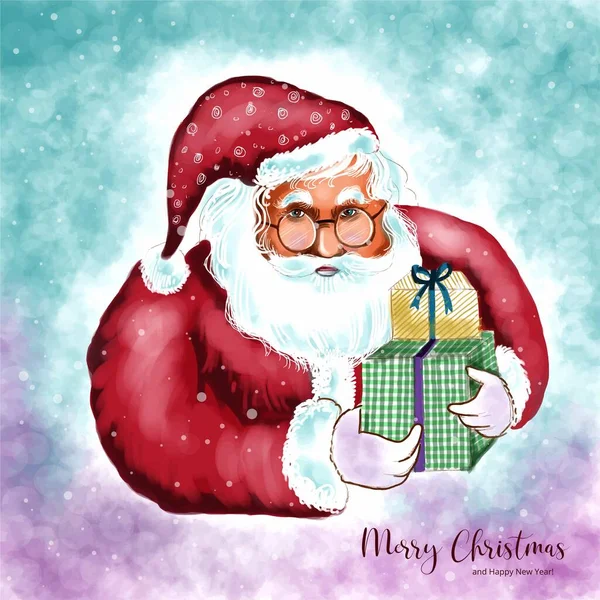 stock vector Merry christmas and happy new year greeting card with santa claus winter background