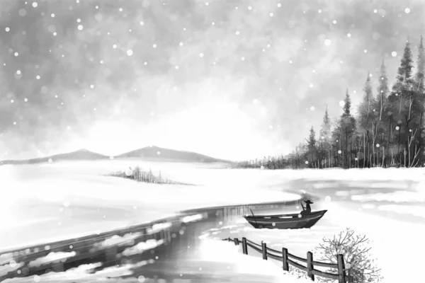 Winter Hintergrund Von Schnee Und Frost Weihnachtsbaum Karte Design — Stockvektor
