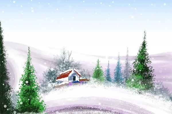 手描きのクリスマスと幸せな新年の背景のための水彩画 — ストックベクタ