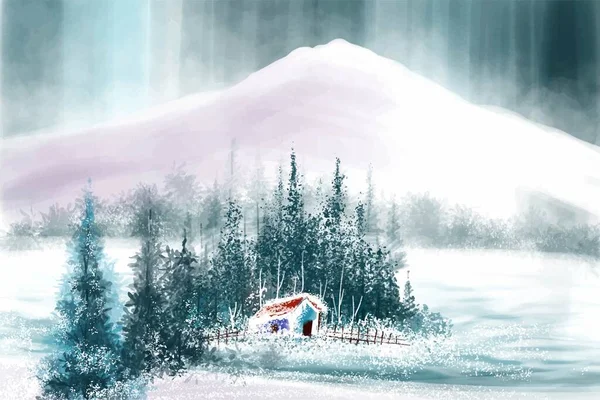 Landschaft Für Winter Und Neujahr Urlaub Weihnachtskarte Hintergrund — Stockvektor